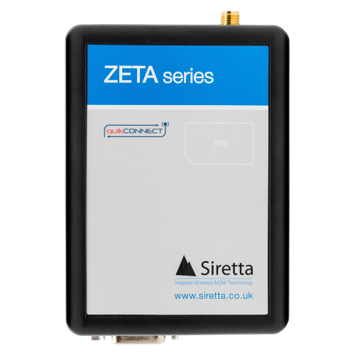 The Siretta ZETA is an industrial modem designed for connecting equipment to the 2G / GSM, 3G / UMTS, 4G / LTE, LTE category M and LTE NB IoT cellular networks. The modem has a range of options and can provide coverage for EU, NA and global regions.
